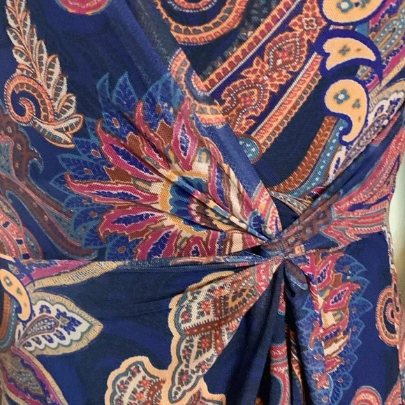 Ronni Nicole Blue & Pink Paisley Dress sleeveless size 6 PTP 18” length 47” NWT - Picture 5 of 14